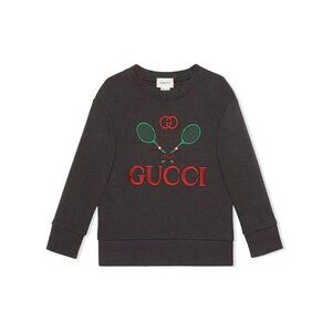 NWT Gucci Kids tennis embroidered sweatshirt grey size 10